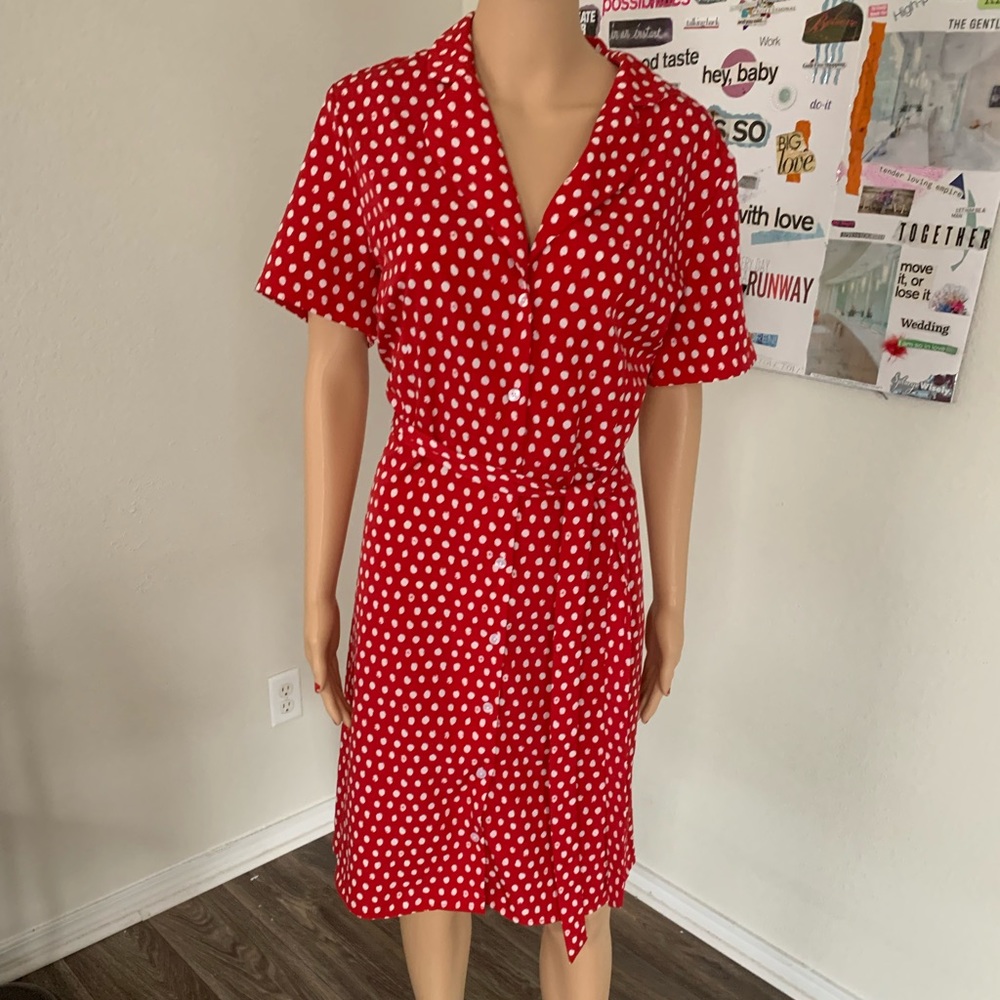 Who What Wear Red Polka Dot Dress